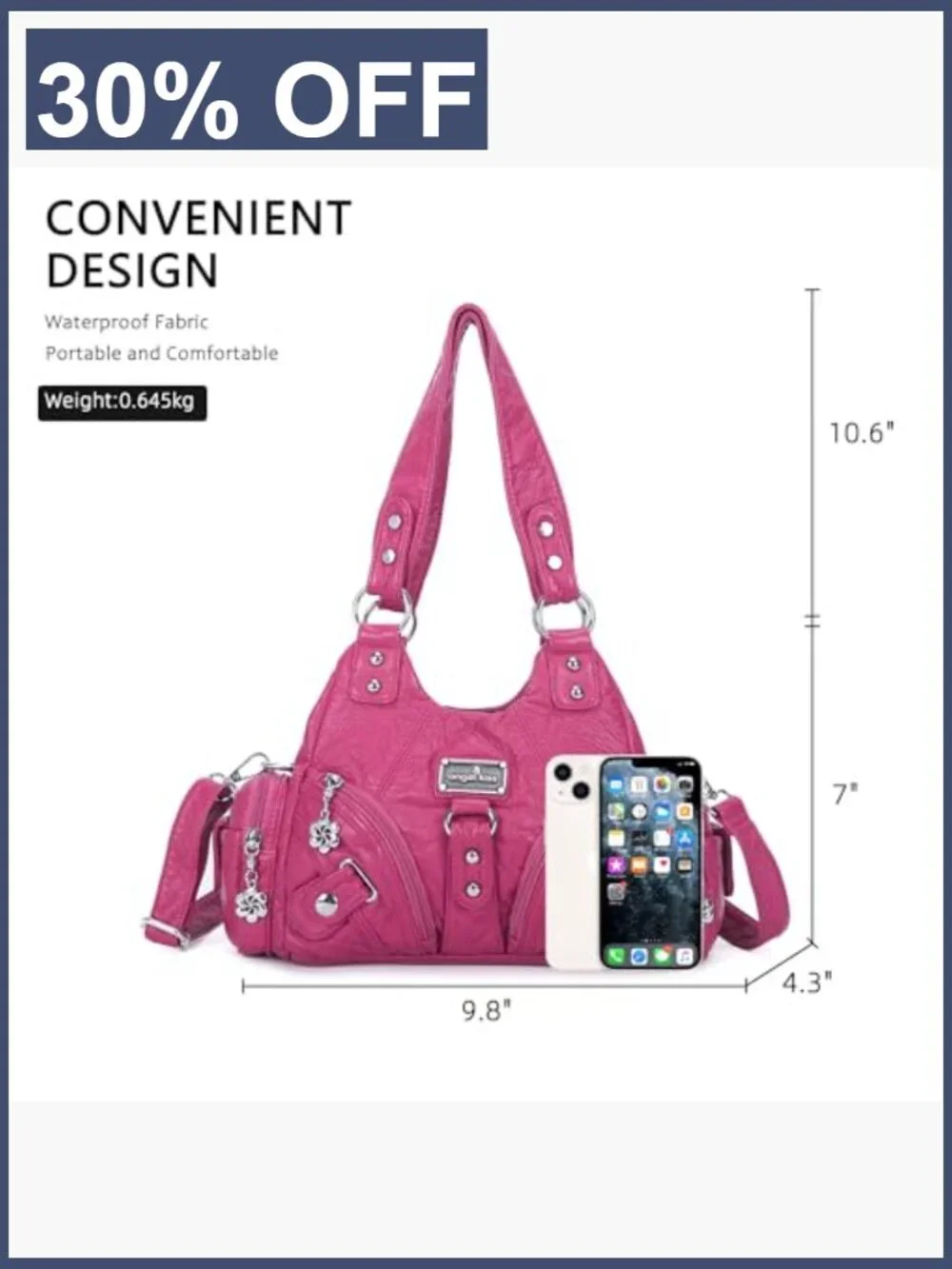 Multi-Pocket Vegan Leather Hobo Shoulder Crossbody Bag Women Tote Zipper